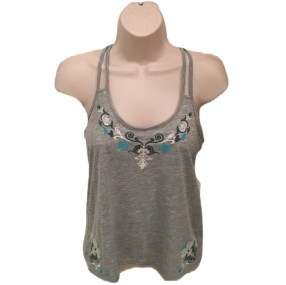 MUDD  Sexy Little Gray Tank Top w/ Floral Trim (S) - Picture 1 of 6